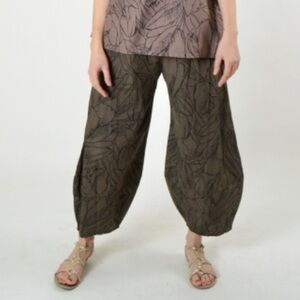 bryn Walker Brown and Black Floral Outline Print Cotton Oliver Pant Size Small